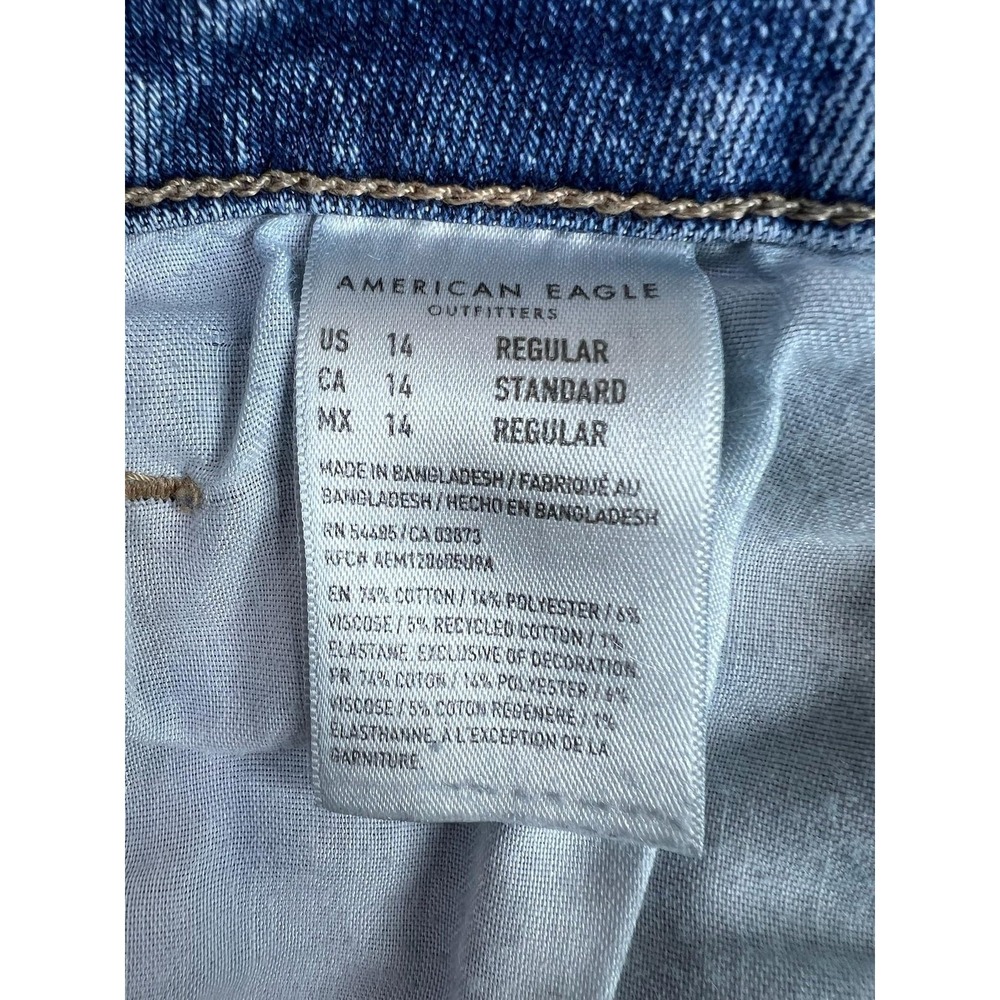 American Eagle Mom Jeans Womens 14 Blue Medium Wash High Rise Stretch Denim - Picture 8 of 14